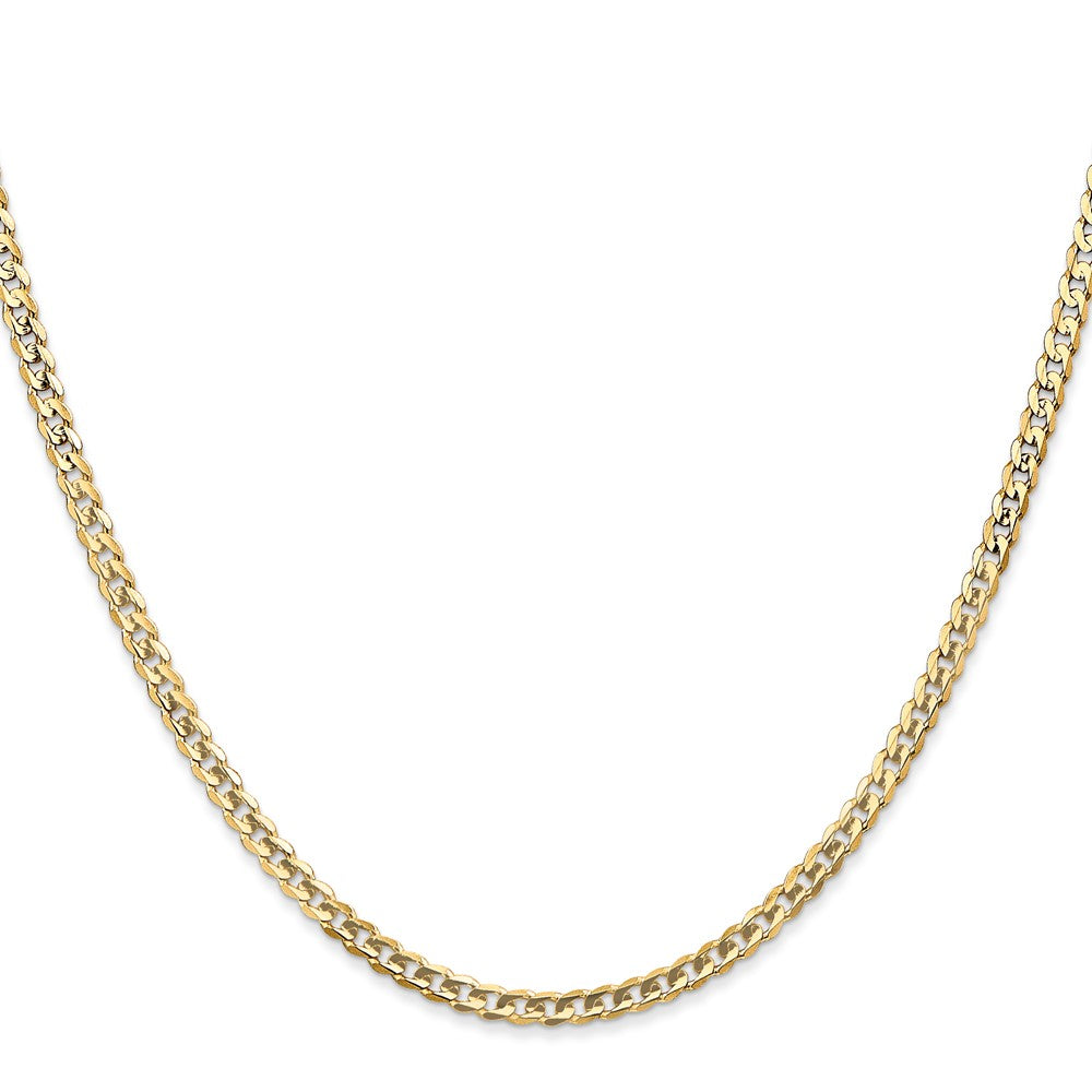 10K Yellow Gold 3mm Open Concave Curb Chain Necklace