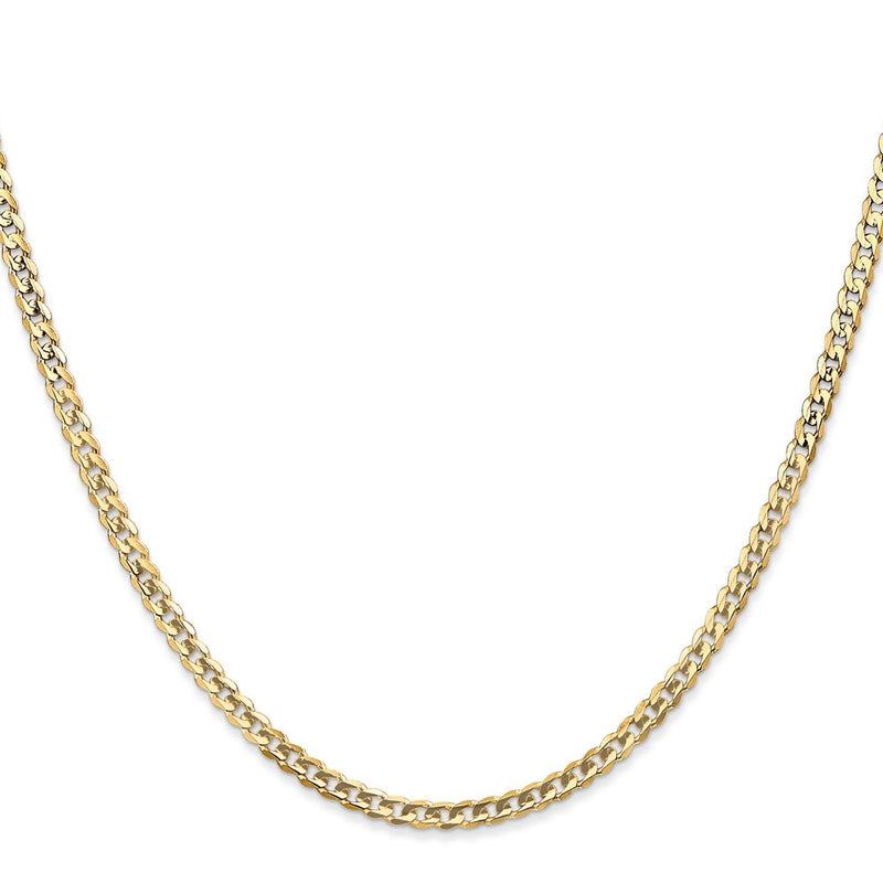 10K Yellow Gold 3mm Open Concave Curb Chain Necklace