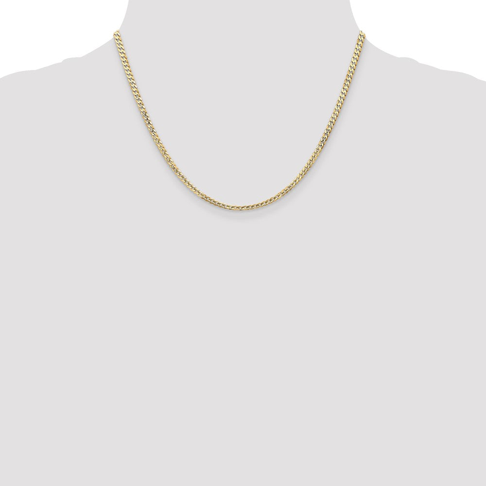 10K Yellow Gold 3mm Open Concave Curb Chain Necklace