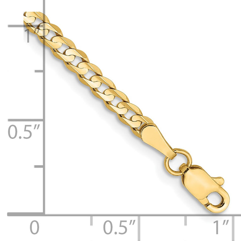 10K Yellow Gold 3mm Open Concave Curb Chain Bracelet