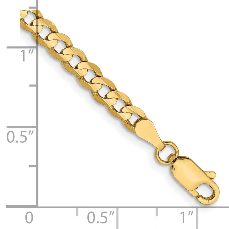 10K Yellow Gold 3.8mm Open Concave Curb Chain Bracelet