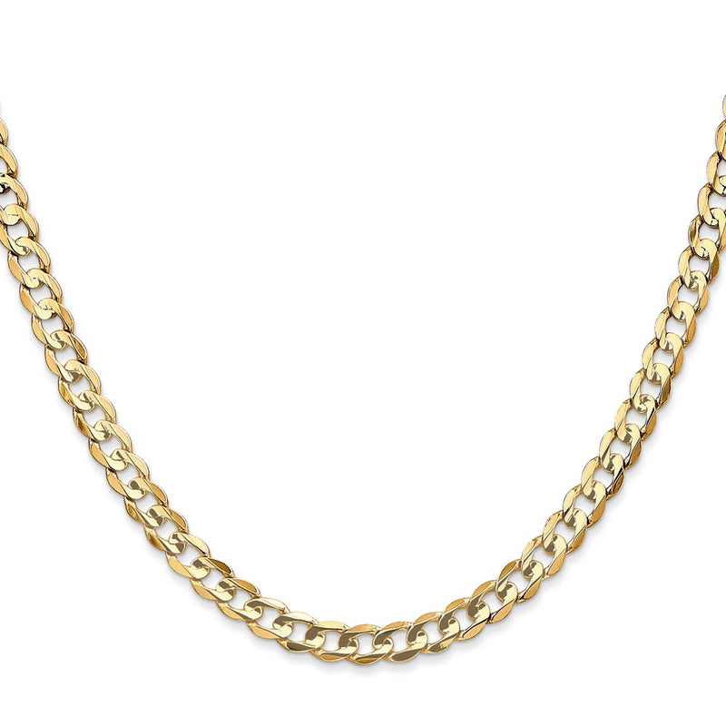 18 Inch 10K Yellow Gold 10K 4.5mm Open Concave Curb Chain Necklace