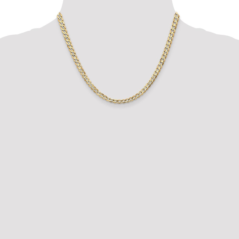 10K Yellow Gold 4.5mm Open Concave Curb Chain Necklace