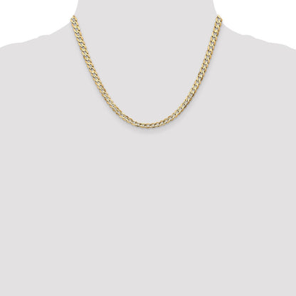 10K Yellow Gold 4.5mm Open Concave Curb Chain Necklace