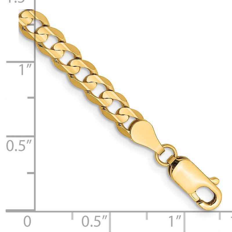 10K Yellow Gold 4.5mm Open Concave Curb Chain Bracelet