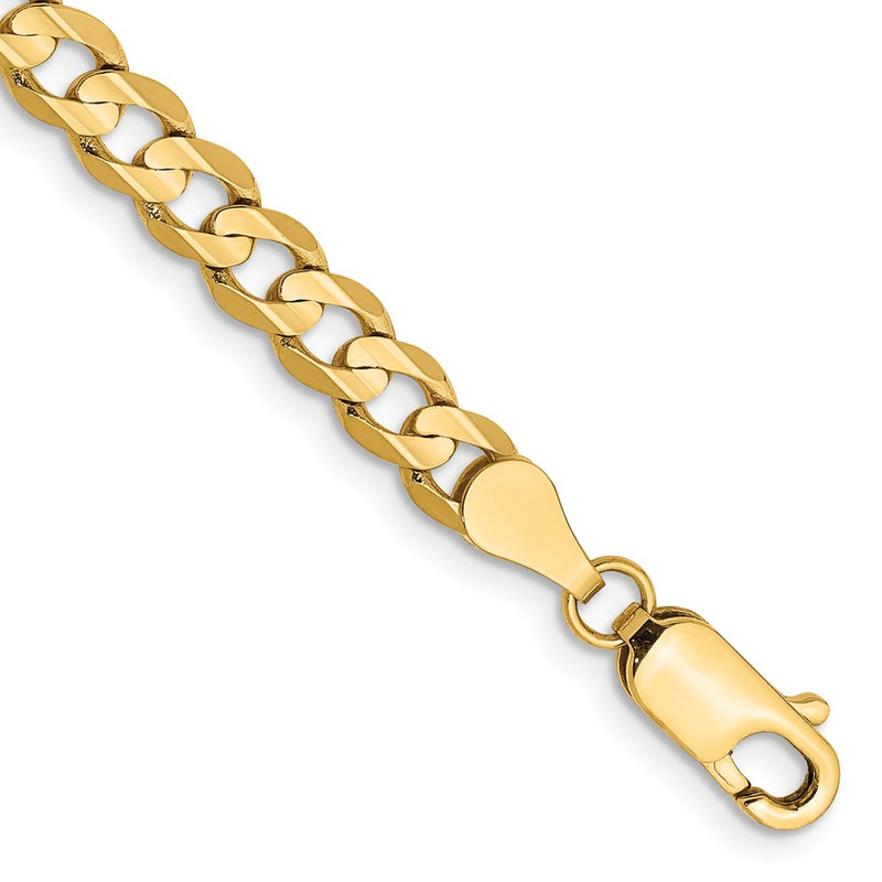 10K Yellow Gold 4.5mm Open Concave Curb Chain Bracelet