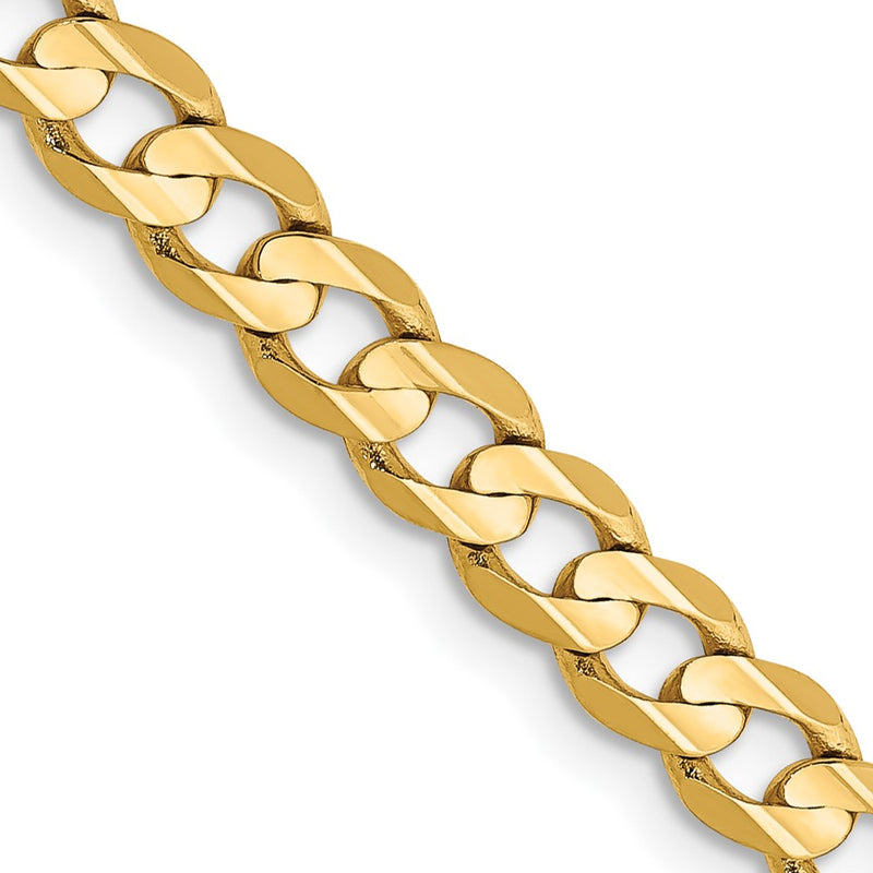 18 Inch 10K Yellow Gold 10K 4.5mm Open Concave Curb Chain Necklace