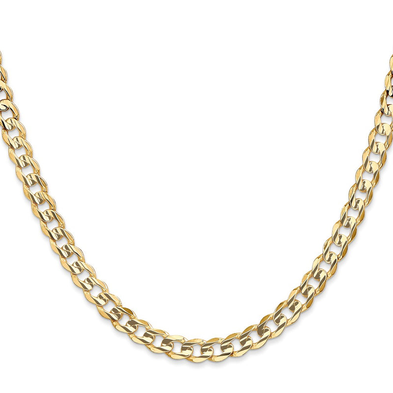 10K Yellow Gold 5.25mm Open Concave Curb Chain Necklace