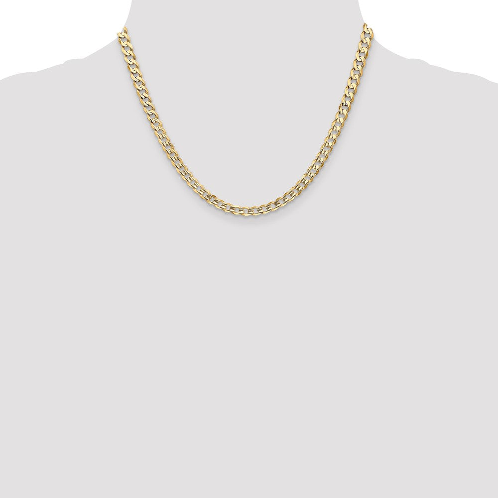 10K Yellow Gold 5.25mm Open Concave Curb Chain Necklace