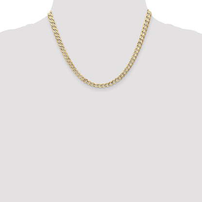 10K Yellow Gold 5.25mm Open Concave Curb Chain Necklace