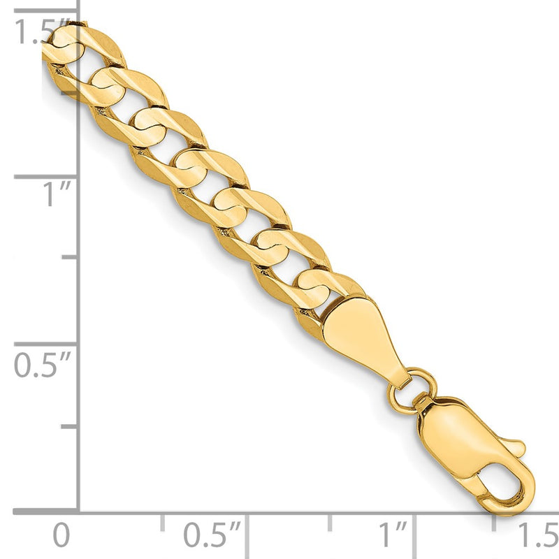 10K Yellow Gold 5.25mm Open Concave Curb Chain Bracelet