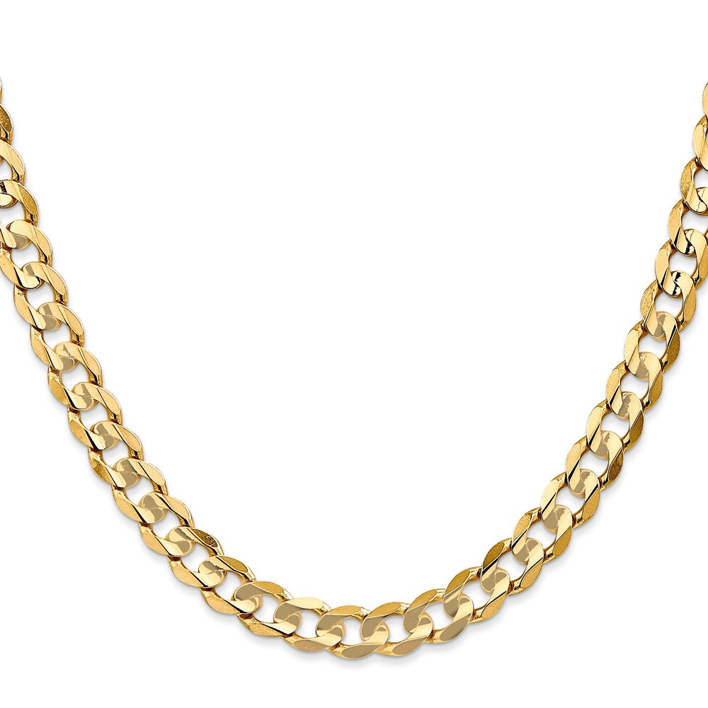2 Inch 10K Yellow Gold 10K 6.75mm Open Concave Curb Chain Necklace