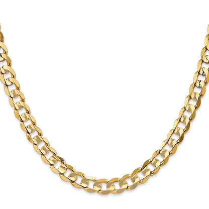 2 Inch 10K Yellow Gold 10K 6.75mm Open Concave Curb Chain Necklace