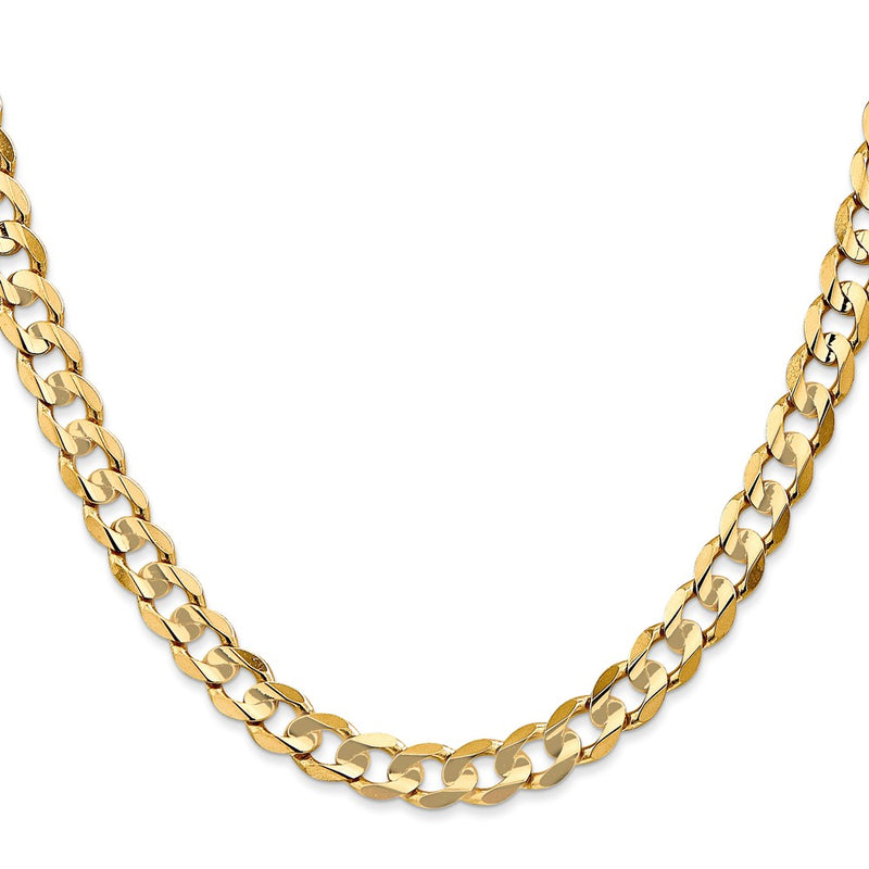 10K Yellow Gold 6.75mm Open Concave Curb Chain Necklace