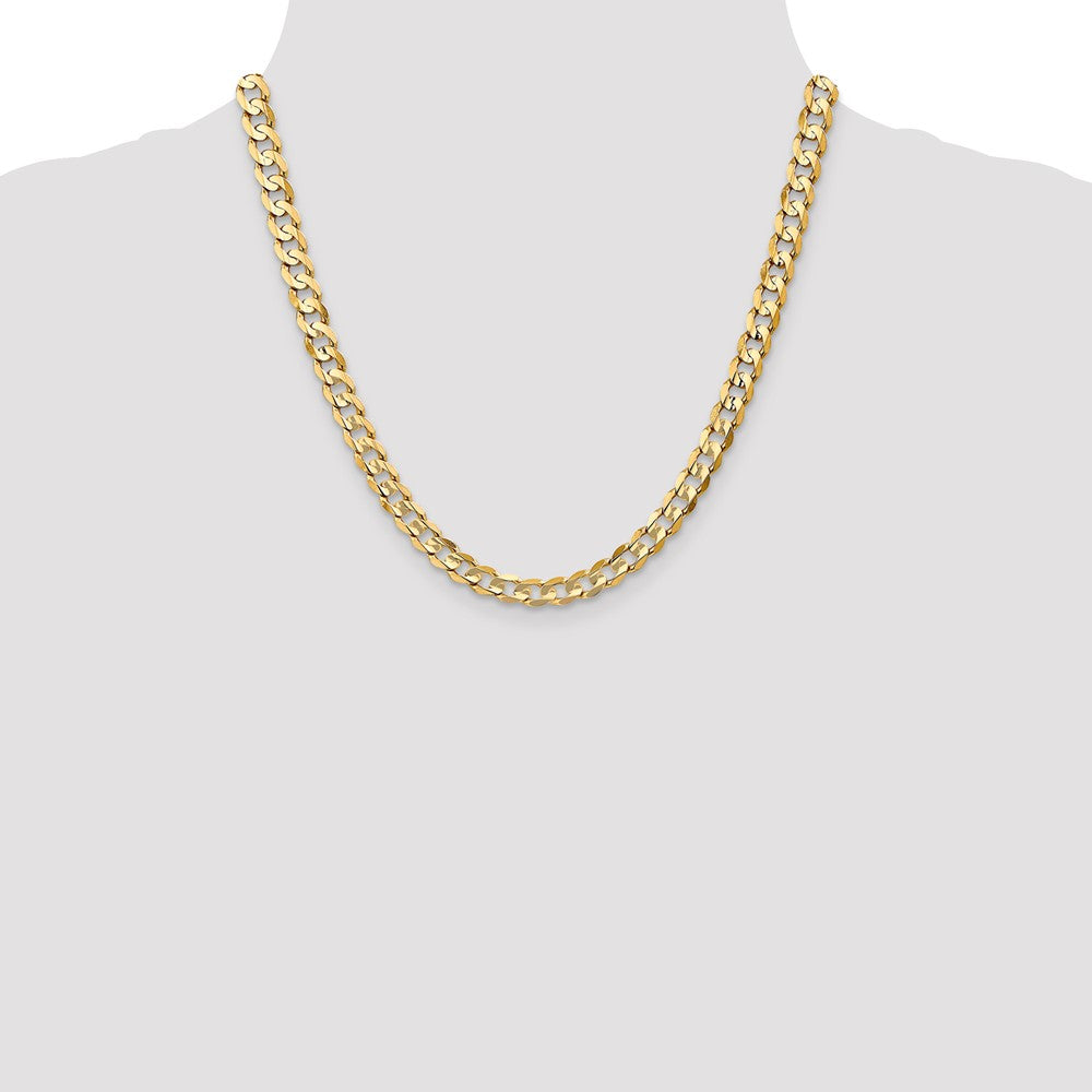 2 Inch 10K Yellow Gold 10K 6.75mm Open Concave Curb Chain Necklace