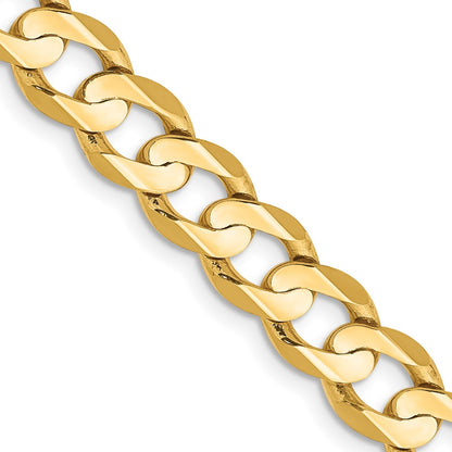 2 Inch 10K Yellow Gold 10K 6.75mm Open Concave Curb Chain Necklace