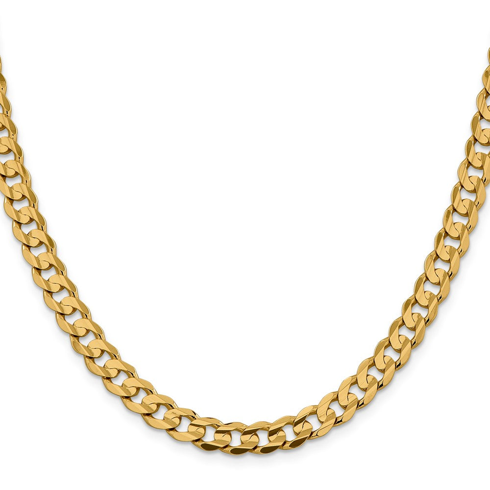 10K Yellow Gold 7.5mm Open Concave Curb Chain Necklace