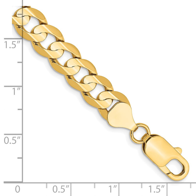 10K Yellow Gold 7.5mm Open Concave Curb Chain Bracelet