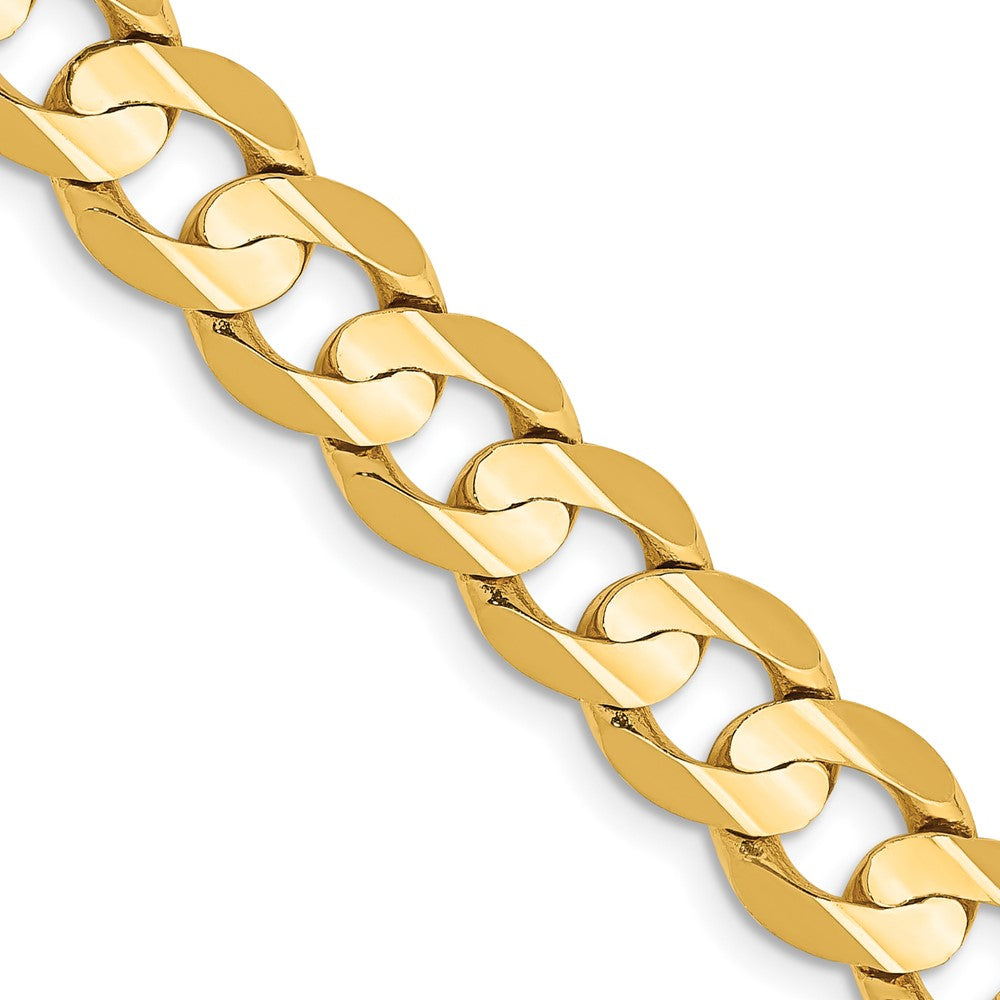 10K Yellow Gold 7.5mm Open Concave Curb Chain Necklace