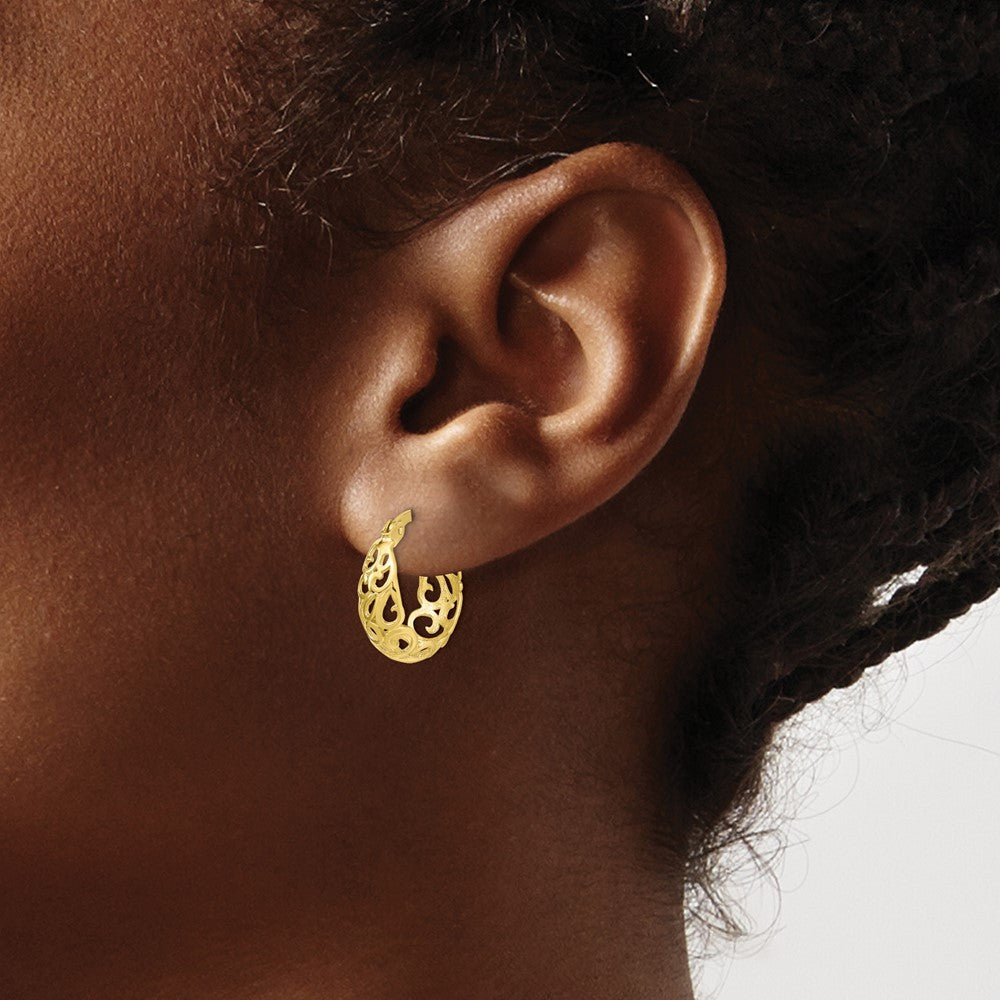 10K Yellow Gold Polished Hinged Hoop Earrings