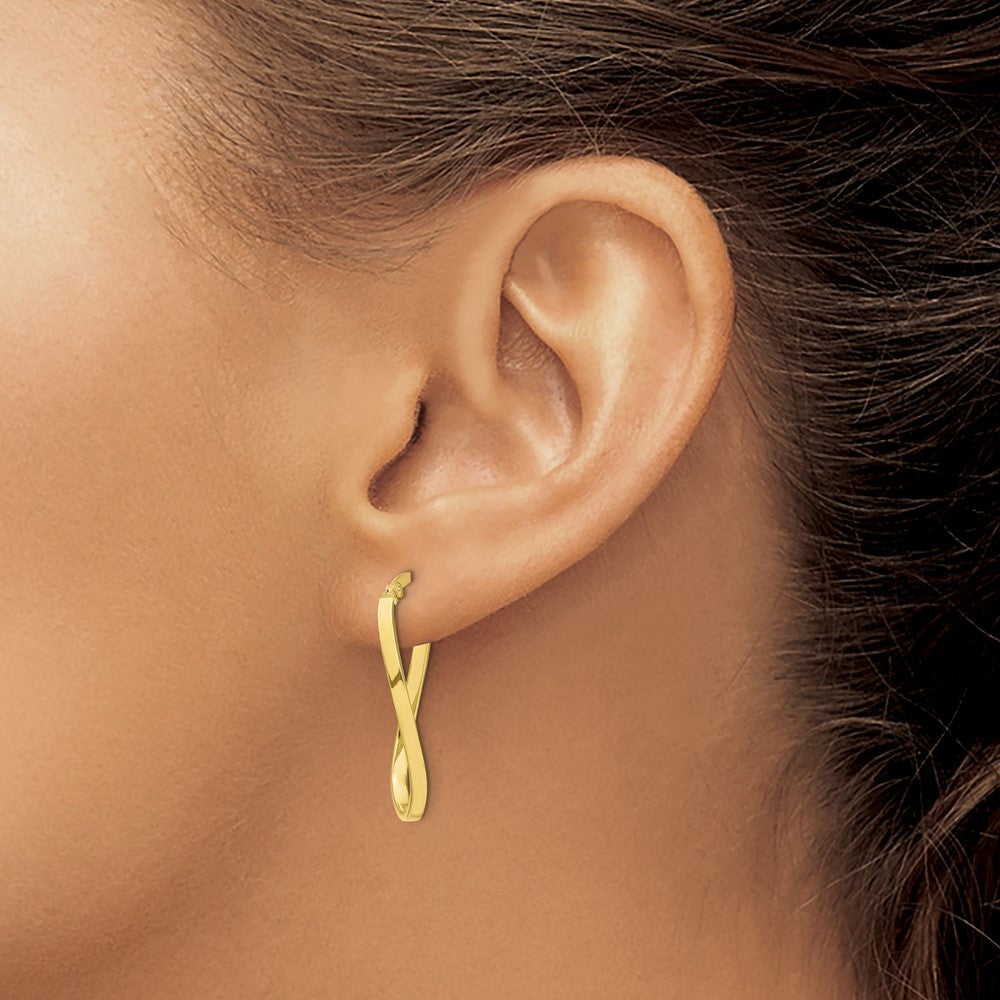 10K Yellow Gold Twist Hoop Earrings