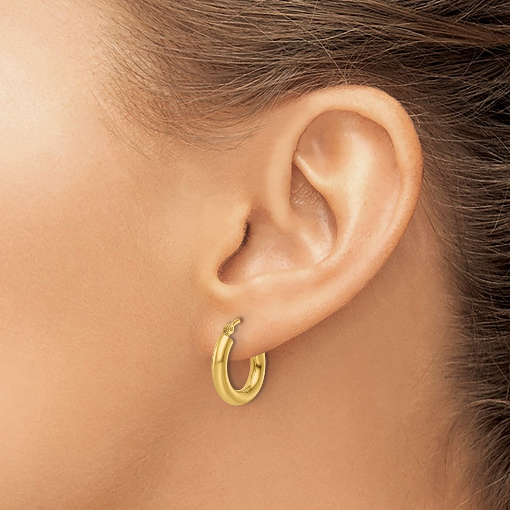 10K Yellow Gold Polished Hinged Hoop Earrings