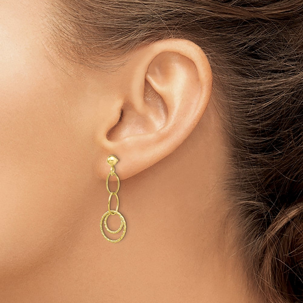 10K Yellow Gold Post Dangle Earrings