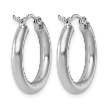10K White Gold Polished Hinged Hoop Earrings