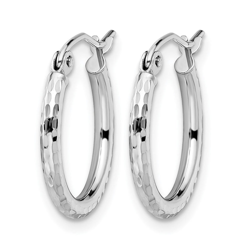 10K White Gold D/C Hinged Hoop Earrings