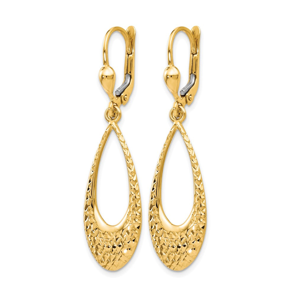 10K Yellow Gold Polished And D/C Leverback Earrings