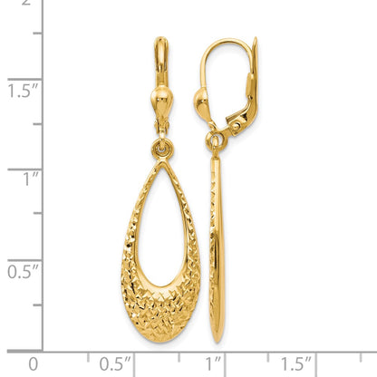 10K Yellow Gold Polished And D/C Leverback Earrings