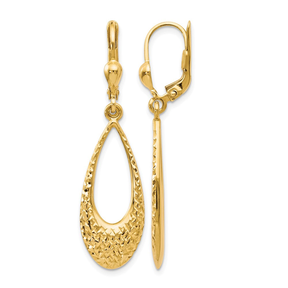 10K Yellow Gold Polished And D/C Leverback Earrings