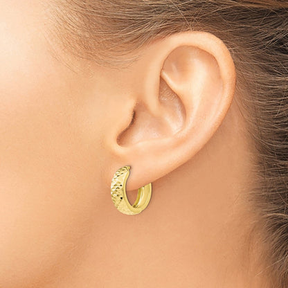 10K Yellow Gold Polished And D/C Hinged Hoop Earrings