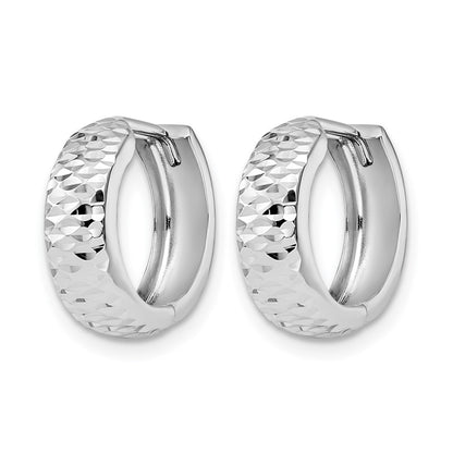 10K White Gold Polished And D/C Hoop Earrings