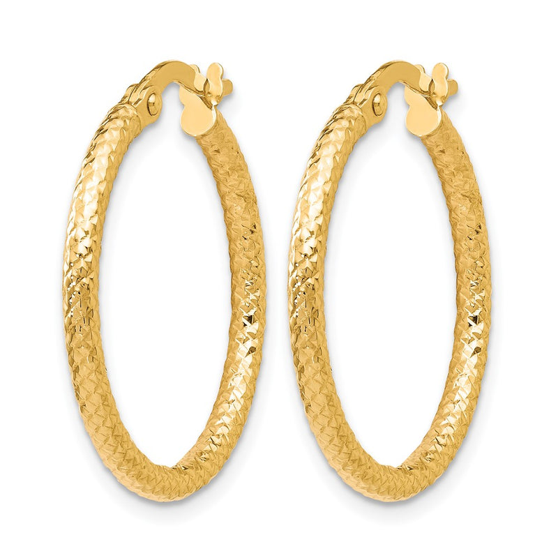 10K Yellow Gold Polished And Textured Hinged Hoop Earrings