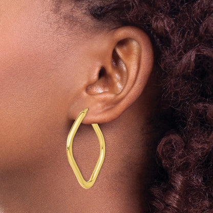 10K Yellow Gold Polished Square Hoop Earrings