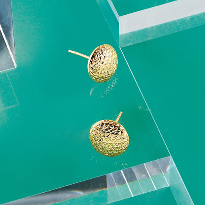 10K Yellow Gold D/C Post Earrings