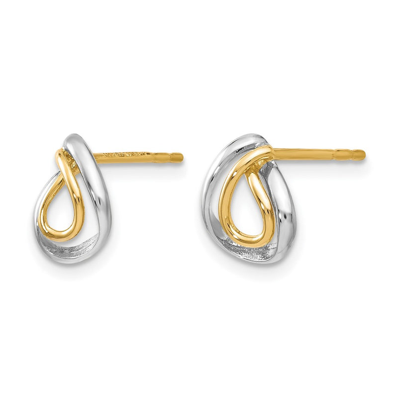 10K Yellow W/Rhodium W/White Rhodium Polished Post Earrings