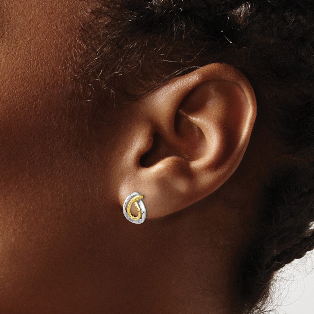10K Yellow W/Rhodium W/White Rhodium Polished Post Earrings