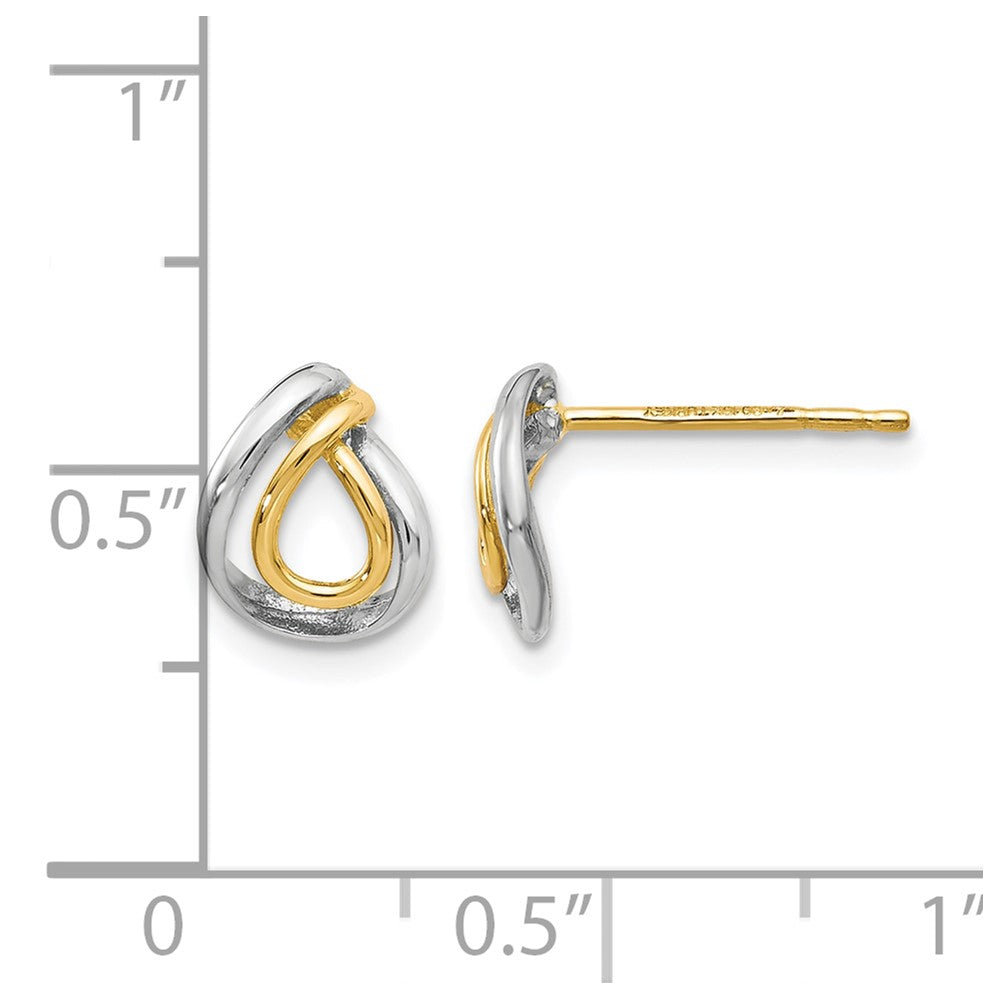 10K Yellow W/Rhodium W/White Rhodium Polished Post Earrings