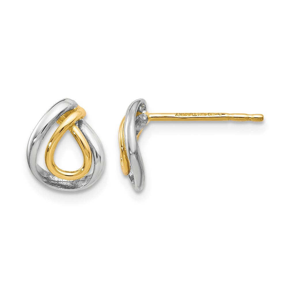 10K Yellow W/Rhodium W/White Rhodium Polished Post Earrings