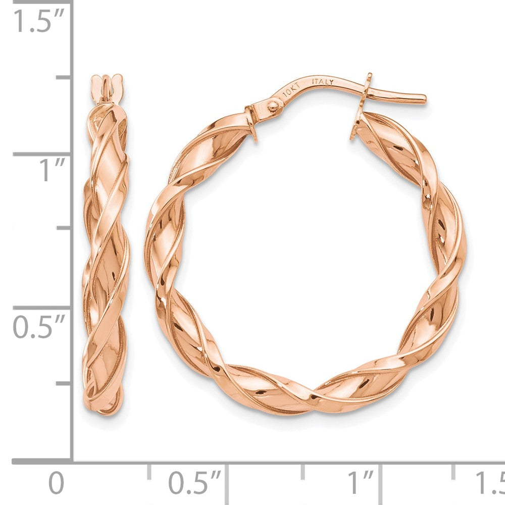 10K Rose Gold Polished Twisted Hoop Earrings