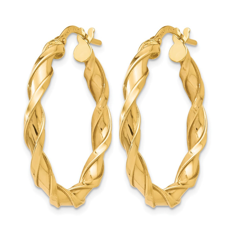 10K Yellow Gold Polished Twisted Hoop Earrings