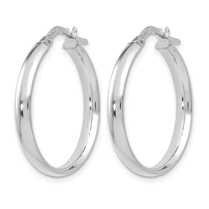 10K White Gold Polished Hoop Earrings