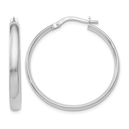 10K White Gold Polished Hoop Earrings
