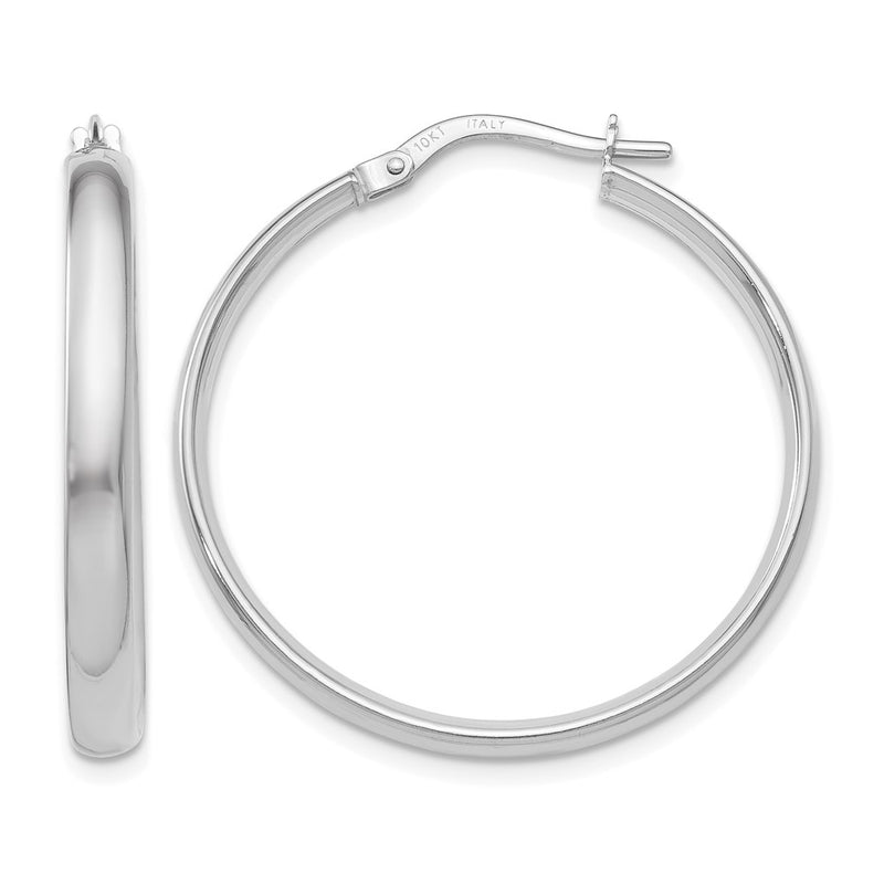 10K White Gold Polished Hoop Earrings