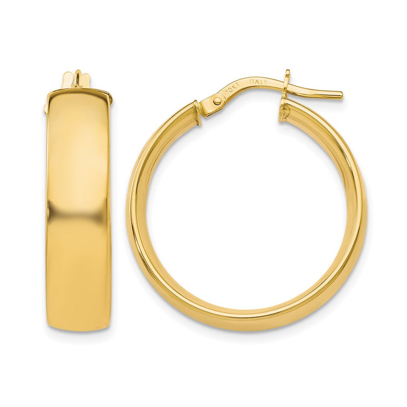 10K Yellow Gold 6mm Polished Hoop Earrings