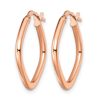 10K Rose Gold Polished Square Hoop Earrings