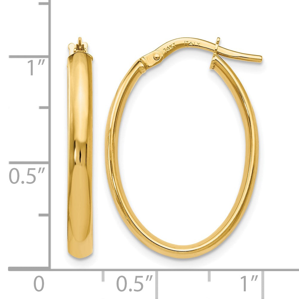10K Yellow Gold Polished Oval Hoop Earrings