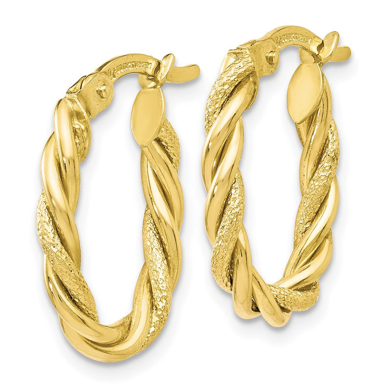 10K Yellow Gold Polished and Textured Gold Earrings